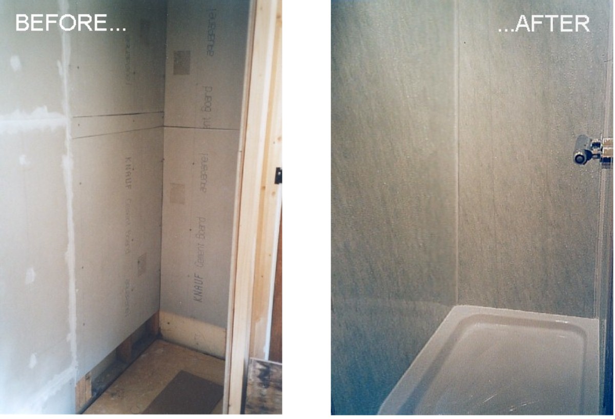shower cubicle panels - before and after