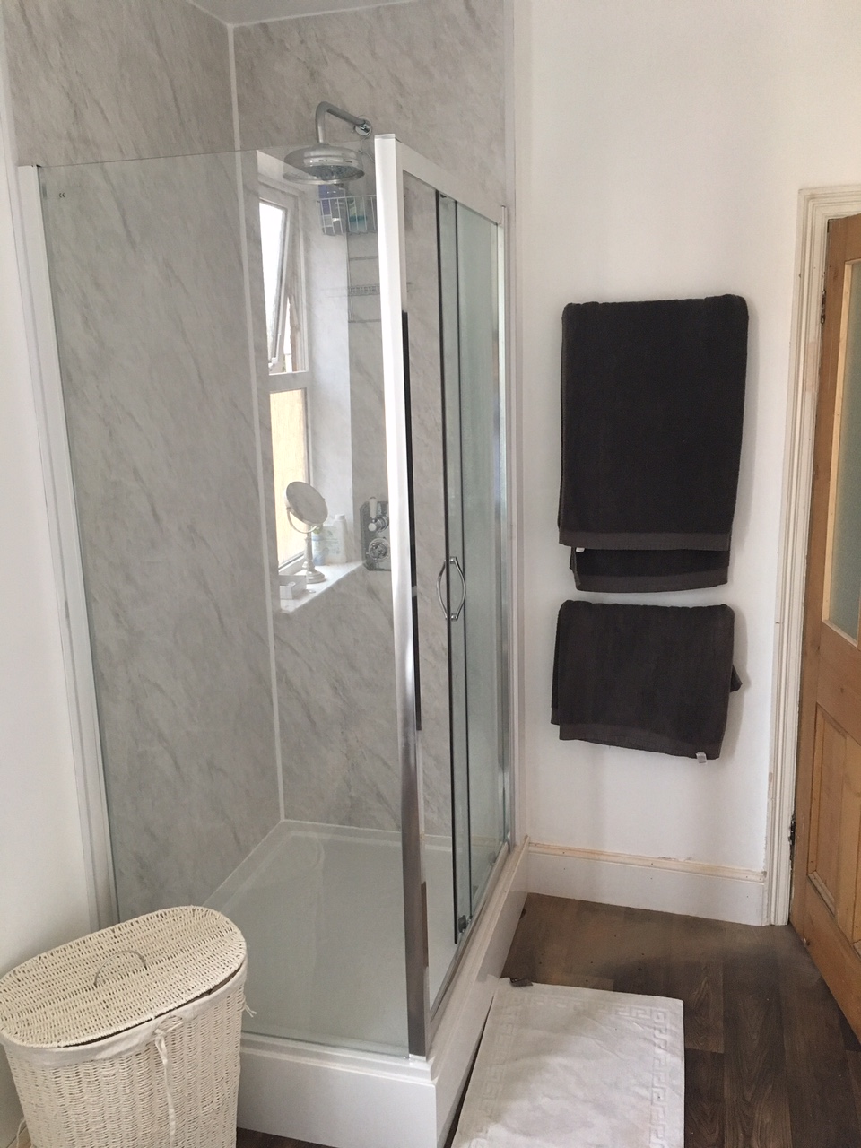 shower cubicle and panels installed