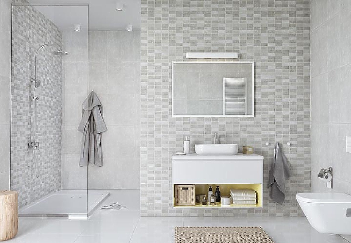 mosaic effect bathroom cladding