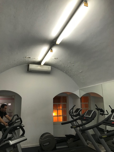 ceiling panels in a gym