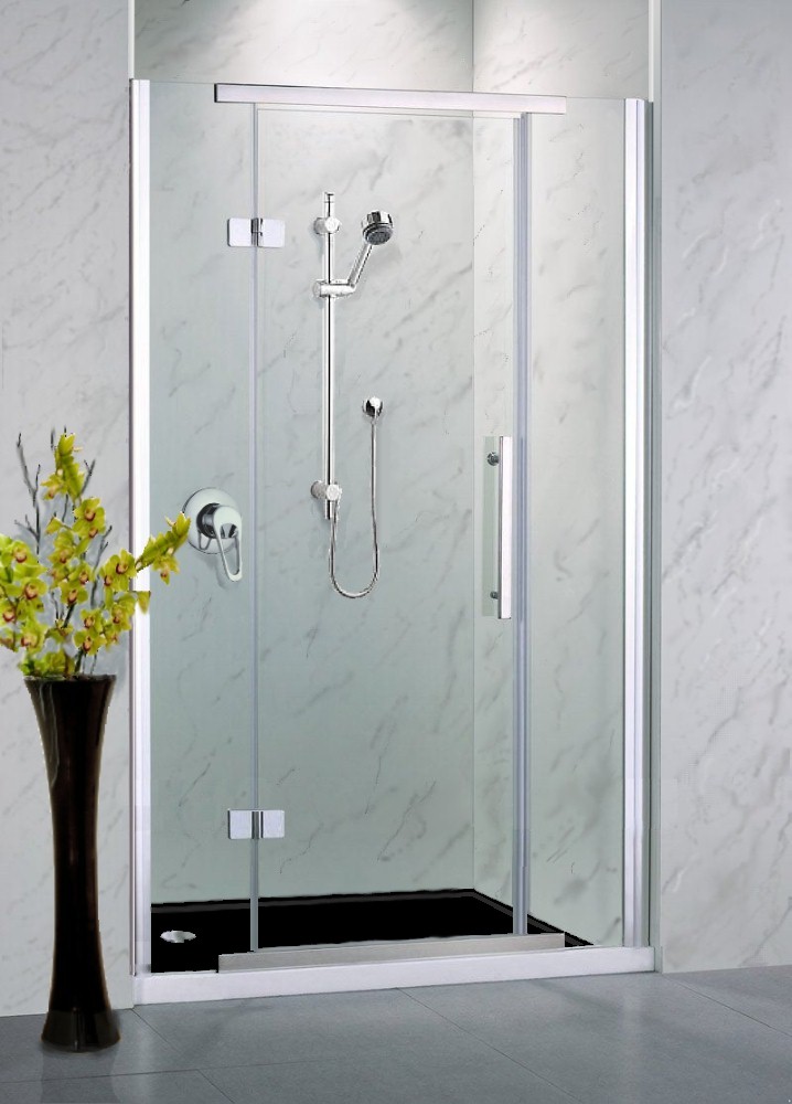 shower cubicle with black tray