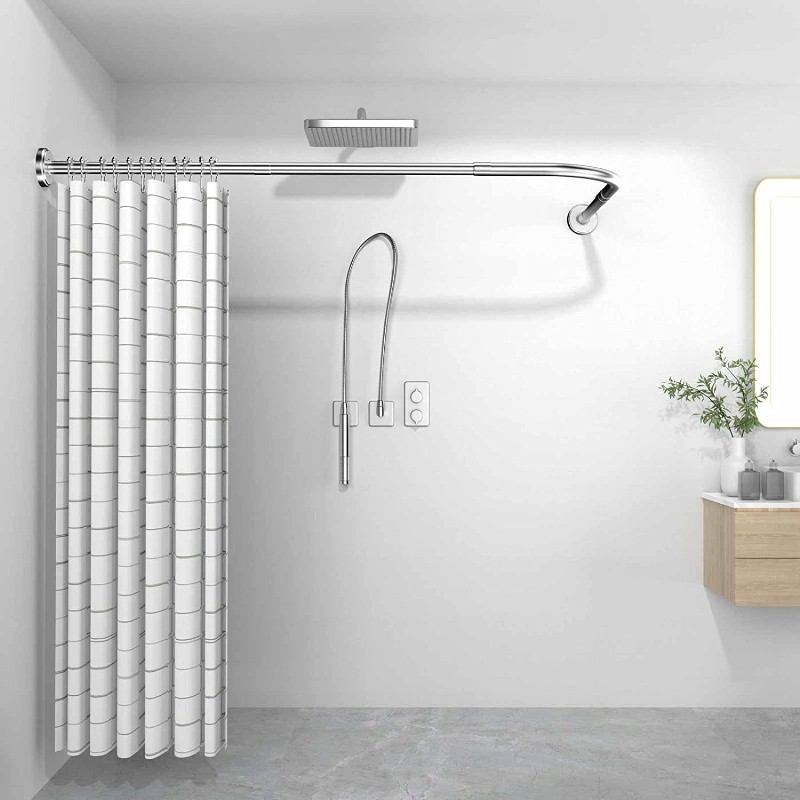 L-shaped shower curtail rail